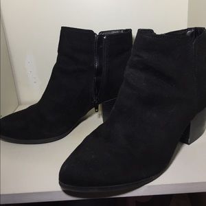 Black Suede Ankle Heel Boots
